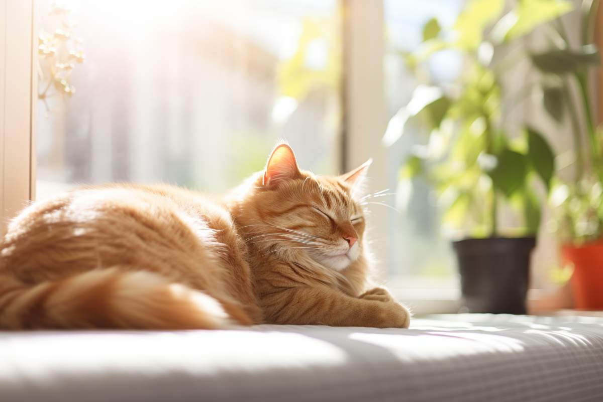 chat qui dort sur canape